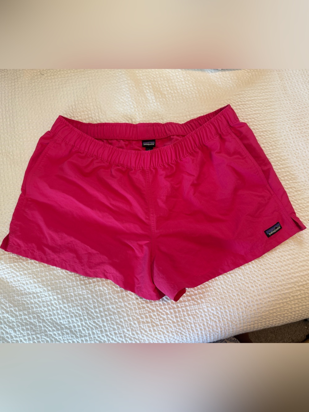 Patagonia Women’s Barely Baggies Bright Pink Elastic Waist Athletic Shorts